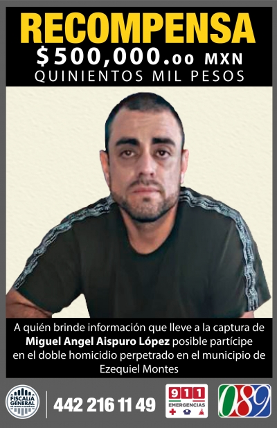 Recompensa de $500,000 por homicida de Ezequiel Montes