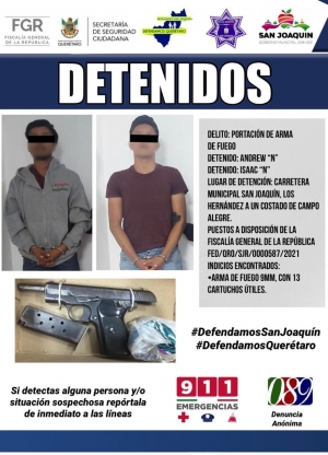 Detonaban un arma de fuego, fueron detenidos